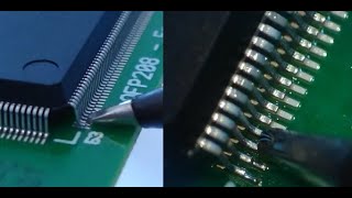 Professional hand soldering surface mount ICs to IPC class 3  Dragsweep soldering using flux gel [upl. by Orelie617]