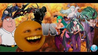 MUGEN  Request  Team Annoying Orange VS Morrigan X4  See Description [upl. by Anuaf887]