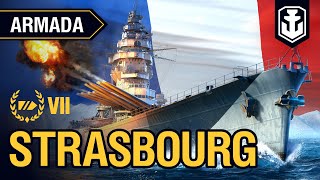 Armada Strasbourg — French Tier VII battleship  World of Warships [upl. by Delogu]