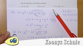 Binomische Formeln für Anfänger  alle 3 Formeln vorgerechnet 0111 Blatt 3120 [upl. by Ahseen]