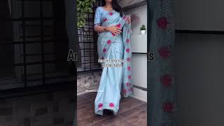 Tussar cotton Silk sarees with embroidery border youtubeshorts tussarsilksaree sarees trending [upl. by Acired]