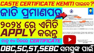 CASTE CERTIFICATE APPLY ONLINE 2024  ODISHA CASTE CERTIFICATE ODISHA  JATI PRAMANA PATRA 2024SEBC [upl. by Nahamas]