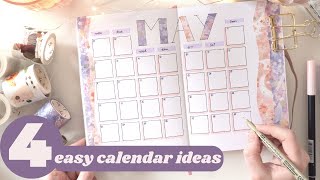 4 ✨Easy✨ Monthly Calendar Ideas for your Bullet Journal [upl. by Eckel]