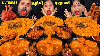 The ULTIMATE Spicy challenge 🌶️Extreme  Noodles chicken satay chicken lollipop Spicy Momo [upl. by Isac20]