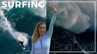 Surfing in Portugal the biggest wave in the World Nazare waves [upl. by Gargan169]