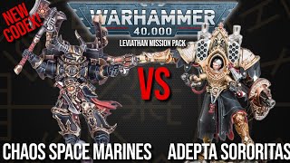 NEW CODEX  Chaos Space Marines Vs Adepta Sororitas  Warhammer 40k Battle Report [upl. by Ahtennek]