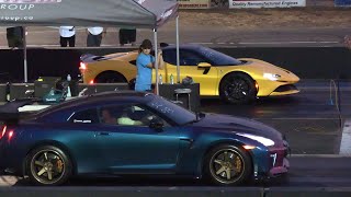 Ferrari sf90 Stradale vs Nissan GTR  drag racing [upl. by Trilbi]