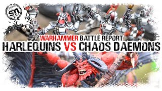 Harlequins vs Chaos Daemons  Warhammer 40000 Battle Report [upl. by Nella12]