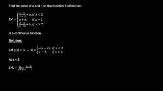 2024Find the value of a and b so that function f defined as fx  x2x2a if x less than 2 [upl. by Atiuqin]