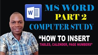 Computer Study Part 2  How to insert Table Calendar Page Number using Ms Word [upl. by Esilenna]