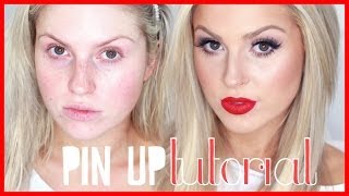 GRWM Red Lips ♡ Outfit Makeup amp Hair Pin Up Inspired [upl. by Aihsyn]