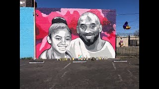 Artist completes a Kobe Bryant mural in Fresno [upl. by Adaminah]