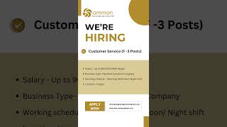 Were hiring quotCustomer Servicequot for our client company [upl. by Joann]