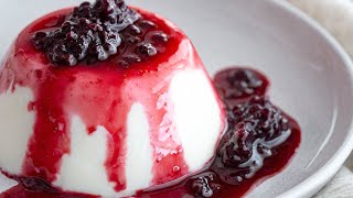 Blancmange with Blackberry Coulis Sets Without Gelatin [upl. by Llesig]