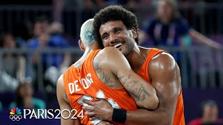 Netherlands wins 3x3 gold medal game on BUZZERBEATER over France  Paris Olympics  NBC Sports [upl. by Nonnairb]