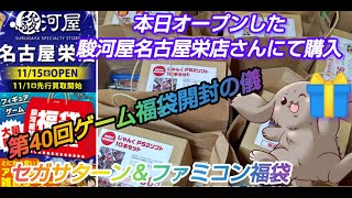 【第40回ゲーム福袋開封の儀】本日新規オープンした駿河屋名古屋栄店さんにて購入！セガサターン福袋10本980円と駿河屋通販で購入ファミコン10本3480円開封！ [upl. by Aihseym]