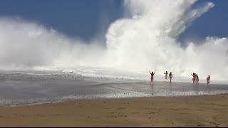 Giant Wave Crash Lumahai Beach in Kauai Hawaii [upl. by Ueihttam]