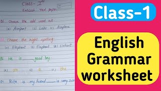 class 1 English practice worksheet Class1 English Question paper  English grammar practice set [upl. by Godden]