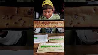 ASMR  Mukbang New Subway Sidekicks  Footlong Cookie  Churro  Pretzel [upl. by Asaeret]