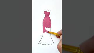 Dress drawing Colouring for kids Colouring beautiful dress 👗❤️ shorts art drawing trending [upl. by Tneciv983]