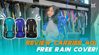 Review Carrier 40L  Tas Ransel Gunung  Water Ressistant  Free Rain Cover [upl. by Trevah]