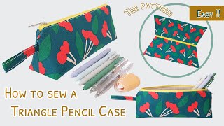 How to make a triangle pencil case  diy triangle pencil pouch  pencil pouch making at home [upl. by Derwood]