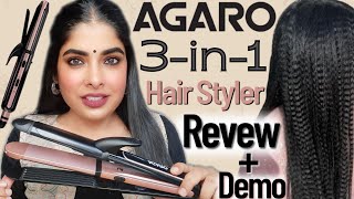 Agaro 3 In 1 Hair Styler Review amp Demo  Agaro Straightener Crimper Curler  Antima Dubey Samaa [upl. by Aseen]