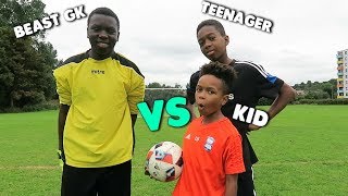 Kid vs Teenager vs BEAST GOALKEEPER  Free Kick Challenge [upl. by Yerfej]