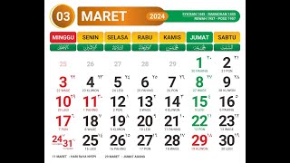 Kalender Maret 2024 dan Hari Libur [upl. by Elora]