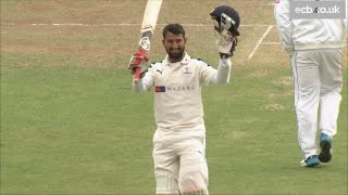 India cricket star Cheteshwar Pujara scores a century for Yorkshire v Hampshire [upl. by Siram]