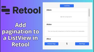 Add pagination to a ListView in Retool [upl. by Nwahshar]