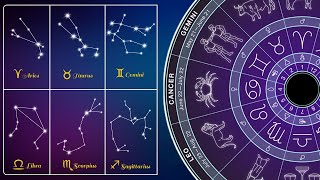 Zodiac Constellations in the Night Sky  12 Astrological Signs  Animation [upl. by Goodkin987]