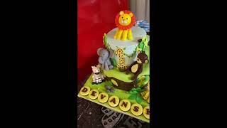 customised Junggel theme Fondant cake for orders in vijayawada contact 9100584809vijayawadacakes [upl. by Elga78]