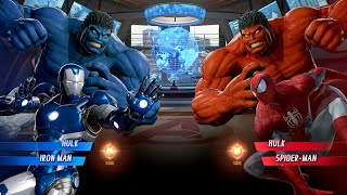 Blue Hulk amp Blue Iron Man VS Red Hulk amp Red Spider Man  Marvel vs Capcom Infinite [upl. by Toll]