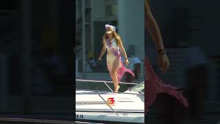 🌞🌊👙 Hula Girl Dancing in the Sun on a Yacht at Haulover Sandbar [upl. by Attalanta]