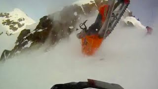 TERRIFYING SNOWMOBILE ACCIDENT ON GOPRO [upl. by Aruon]