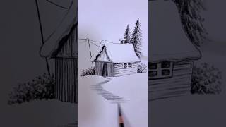 Easy way to draw landscape  landscape drawing howtodraw landscape shorts drawing [upl. by Janna]