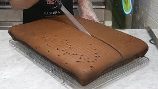 Indonesia Chocolate Jiggly Cake Cutting [upl. by Nanek66]