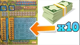 PLAYING 10 MULTIPLIER CROSSWORD SCRATCH OFF TICKETS IN A ROW 💰😄 [upl. by Tiphane]