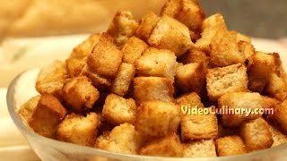 Simple Garlic Croutons for Soups amp Salads  Video Culinary [upl. by Melvina296]