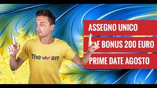 ASSEGNO UNICO PRIME DATE DI AGOSTO BONUS 200 SU RDC QUANDO [upl. by Nahamas]