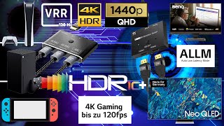 4k120Hz HDMI 21 Splitter für PS5 und X Box Series X Mit VRR ALLM HDR [upl. by Ellehcen764]