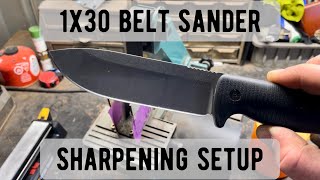 Knife sharpening setup on a 1x30 belt sander [upl. by Llerral944]