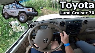 2020 Toyota Land Cruiser 70  muddy POV test drive  DrivingCars [upl. by Mehala]