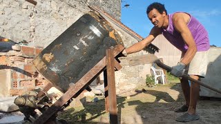 Transformer un ballon deau chaude en bétonnière [upl. by Ahsinawt]