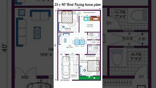 25 x 40 West Facing House plan  houseplan2d 1000sqfthouse1000sqfthouseplan gharkanaksha [upl. by Warde808]