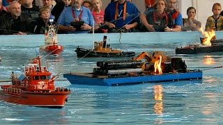 FIRE amp EXPLOSION ON THE WATER MANY RC SCALE MODEL SHIPS COME TO RESCUE  Faszination Modellbau 2015 [upl. by Lanrev238]