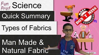 Types of Fabrics  Man made and Natural  Quick Summary Class 1  NSONSTSEOlympiad [upl. by Araihc565]