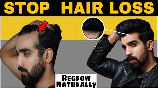 7 Ways to STOP HAIR FALL NATURALLY REGROW Hair Hair fall Hair thinning Receding hairline [upl. by Eiclehc]