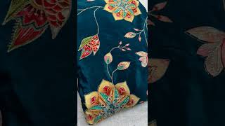 Fabric  pure natural crepe Width  44 Work print sequence embroidery Rate  800 mtr [upl. by Craig]